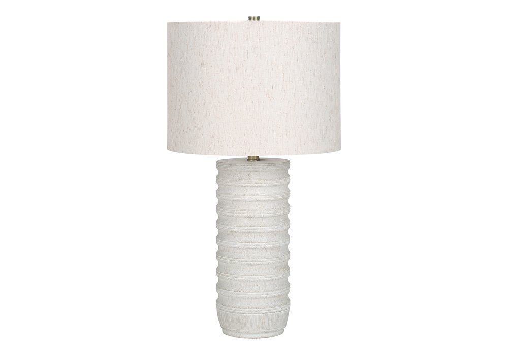 28" Cream Cylinder Table Lamp With Cream Drum Shade HomeRoots