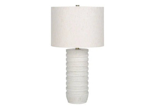 28" Cream Cylinder Table Lamp With Cream Drum Shade HomeRoots