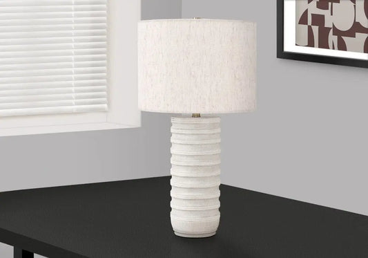 28" Cream Cylinder Table Lamp With Cream Drum Shade HomeRoots