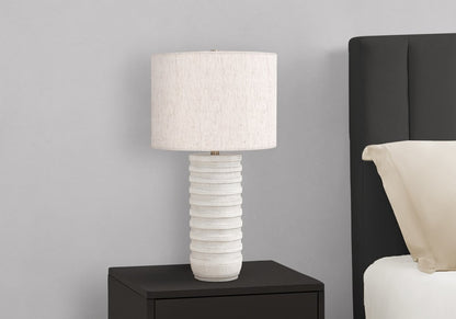 28" Cream Cylinder Table Lamp With Cream Drum Shade HomeRoots