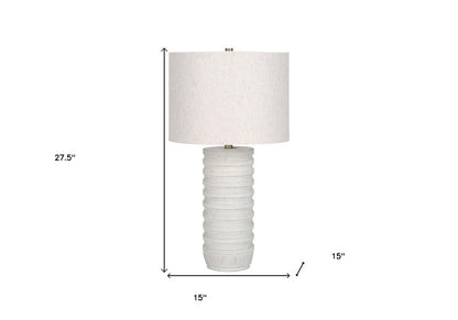 28" Cream Cylinder Table Lamp With Cream Drum Shade HomeRoots