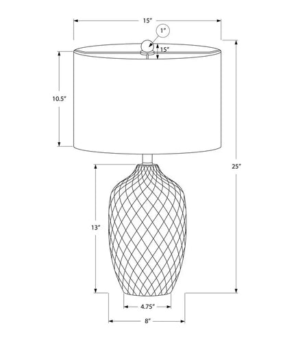 25" Cream Ceramic Urn Table Lamp With Cream Drum Shade HomeRoots