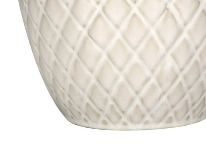 25" Cream Ceramic Urn Table Lamp With Cream Drum Shade HomeRoots