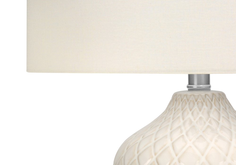 25" Cream Ceramic Urn Table Lamp With Cream Drum Shade — view 5
