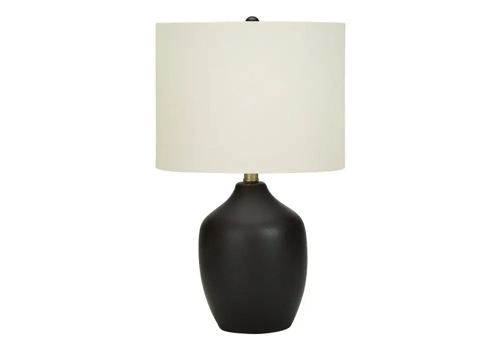 22" Black Ceramic Urn Table Lamp With Ivory Drum Shade HomeRoots