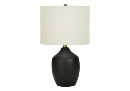 22" Black Ceramic Urn Table Lamp With Ivory Drum Shade HomeRoots