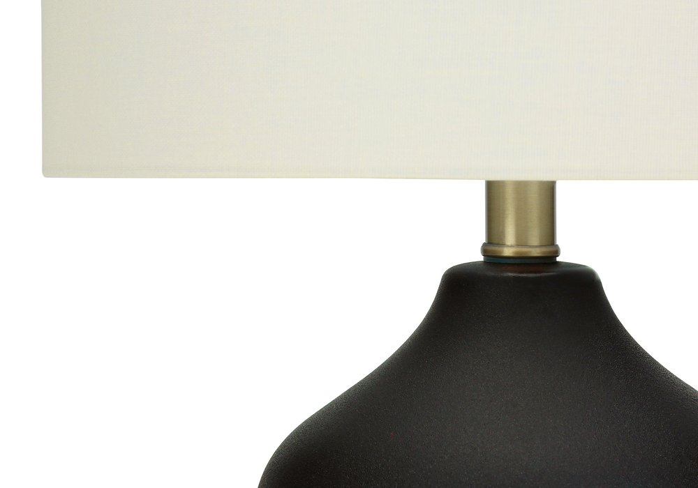 22" Black Ceramic Urn Table Lamp With Ivory Drum Shade HomeRoots
