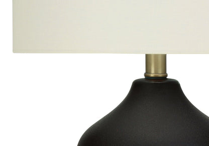 22" Black Ceramic Urn Table Lamp With Ivory Drum Shade HomeRoots