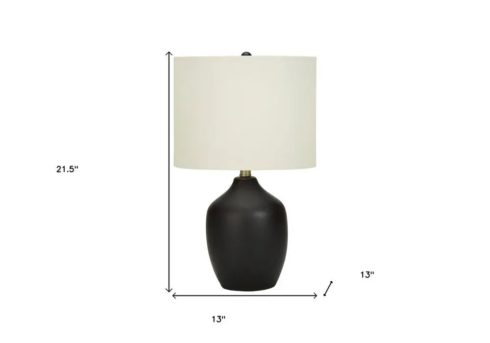 22" Black Ceramic Urn Table Lamp With Ivory Drum Shade HomeRoots