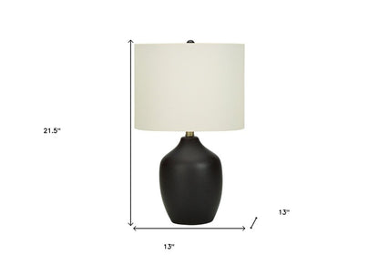22" Black Ceramic Urn Table Lamp With Ivory Drum Shade HomeRoots