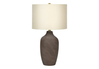 27" Gray Ceramic Urn Table Lamp With Beige Drum Shade HomeRoots