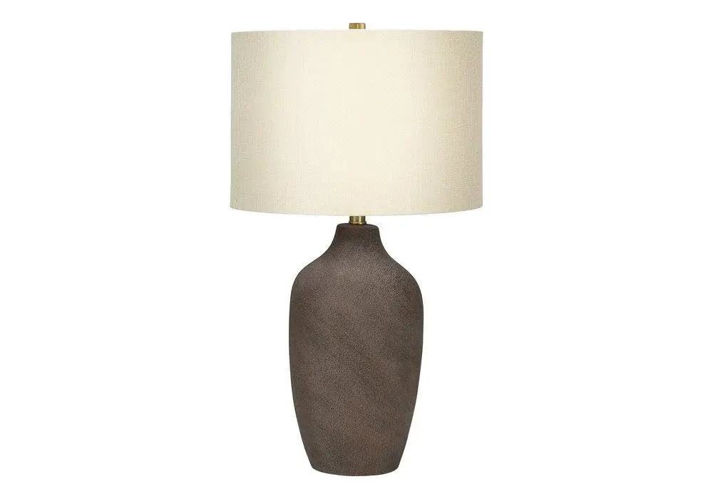 27" Gray Ceramic Urn Table Lamp With Beige Drum Shade HomeRoots