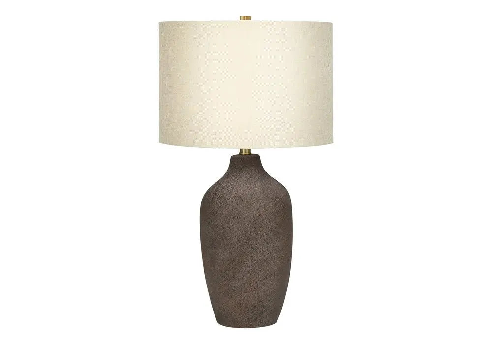 27" Gray Ceramic Urn Table Lamp With Beige Drum Shade HomeRoots
