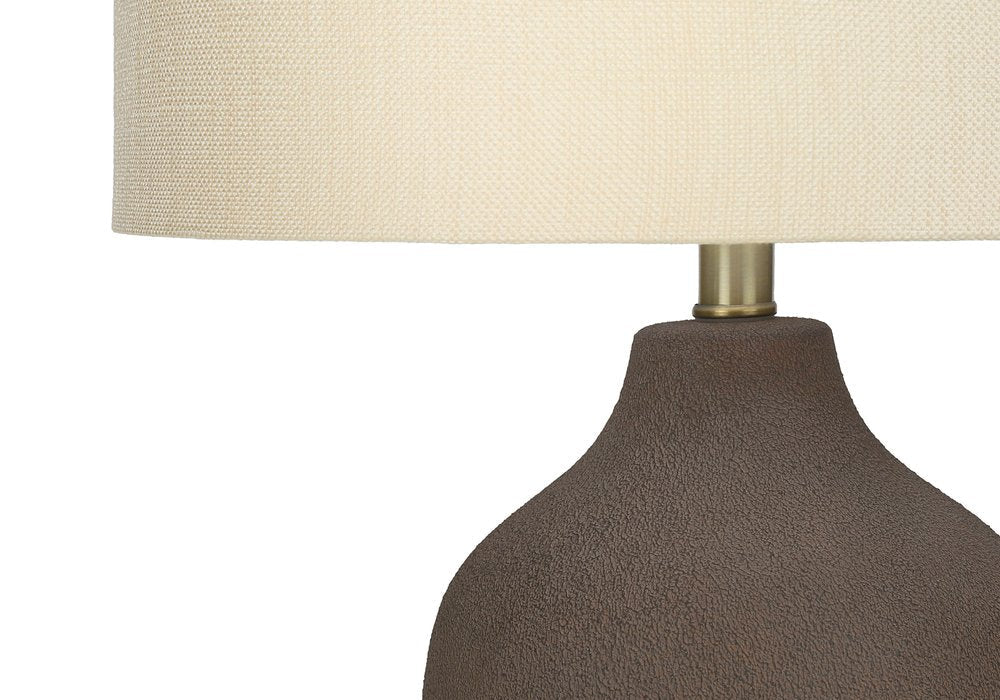 27" Gray Ceramic Urn Table Lamp With Beige Drum Shade HomeRoots