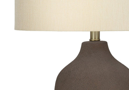 27" Gray Ceramic Urn Table Lamp With Beige Drum Shade HomeRoots