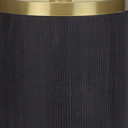24" Black and Gold Concrete Cylinder Table Lamp With Ivory Drum Shade HomeRoots
