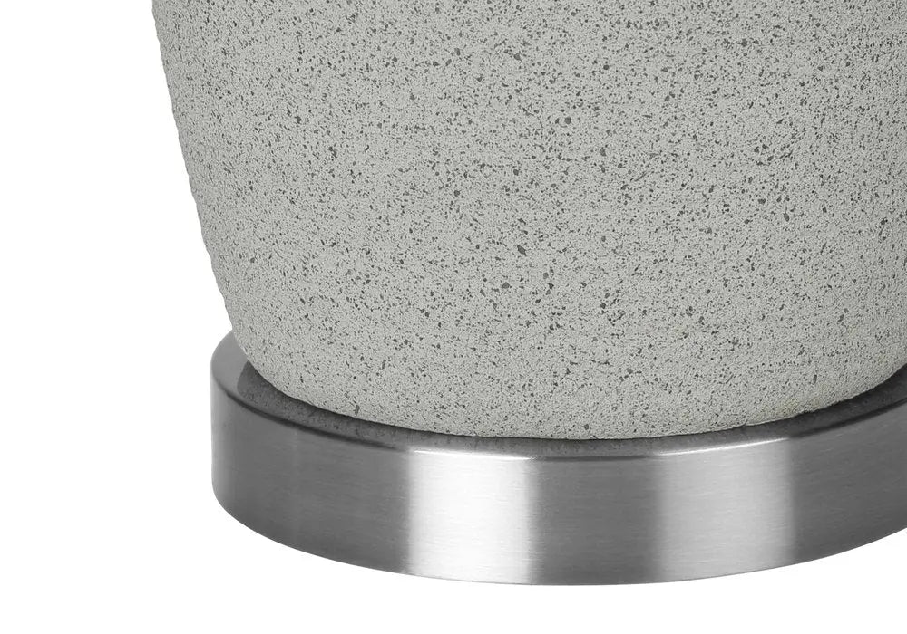 25" Gray and Silver Ceramic Cylinder Table Lamp With Gray Drum Shade HomeRoots