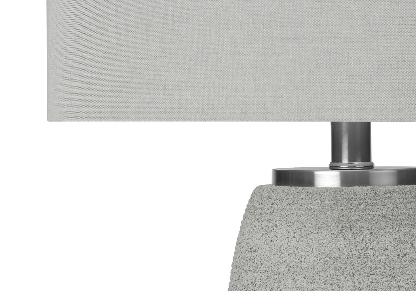 25" Gray and Silver Ceramic Cylinder Table Lamp With Gray Drum Shade