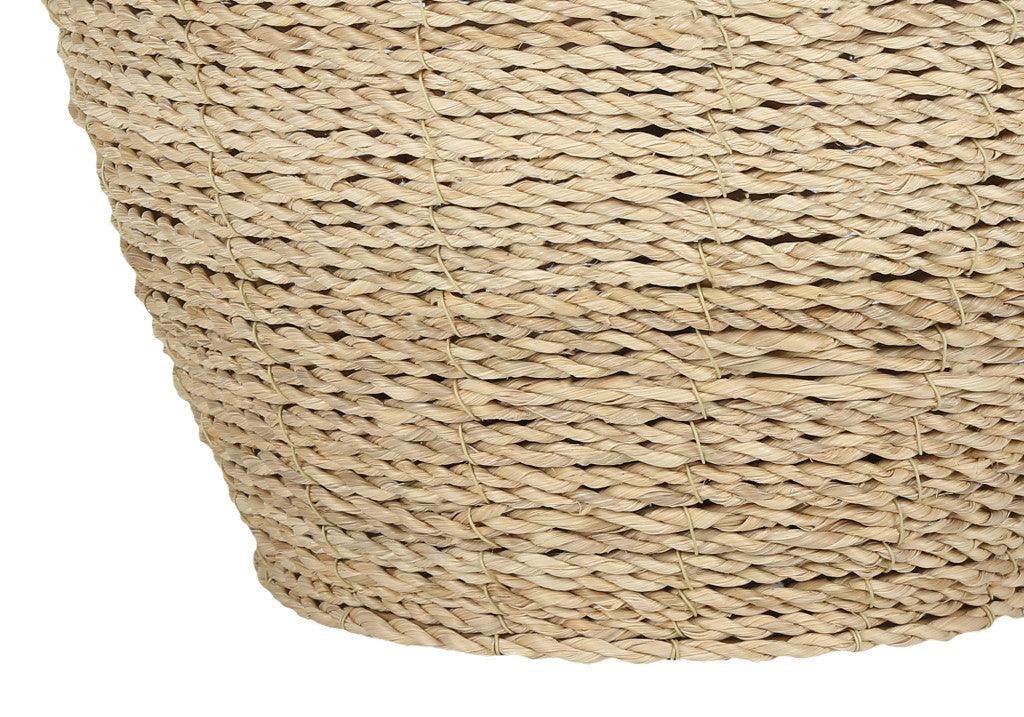 25" Beige Rattan Round Table Lamp With Beige Drum Shade - FurniFindUSA