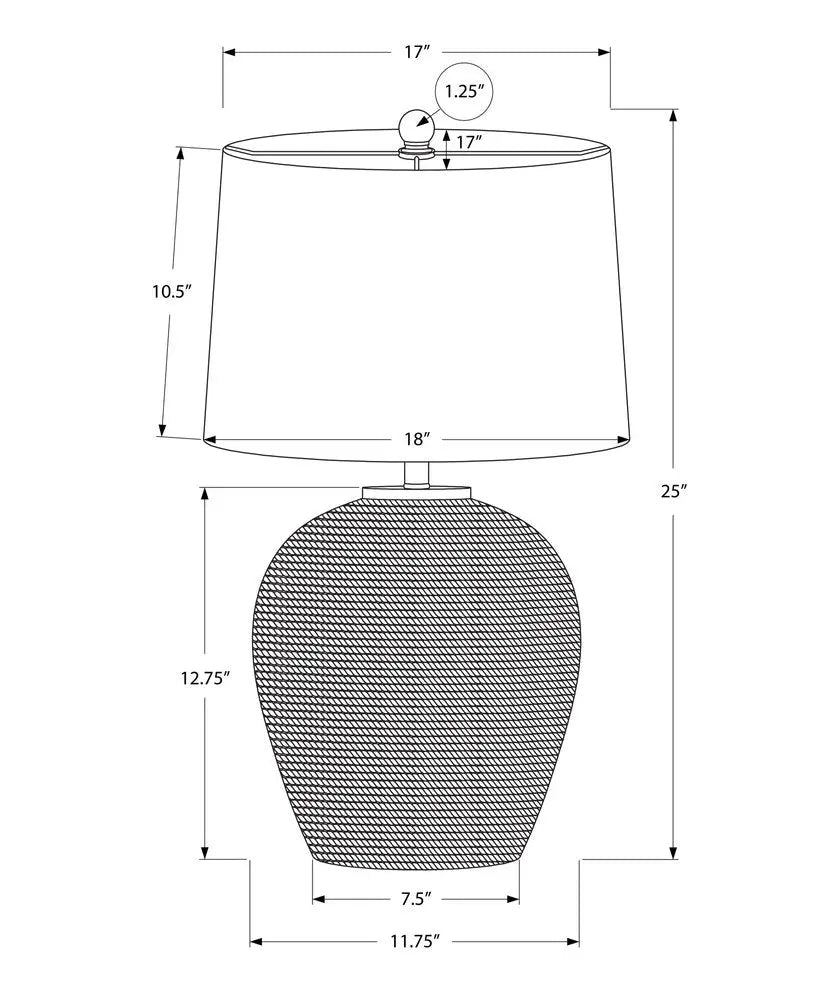 25" Beige Rattan Round Table Lamp With Beige Drum Shade HomeRoots