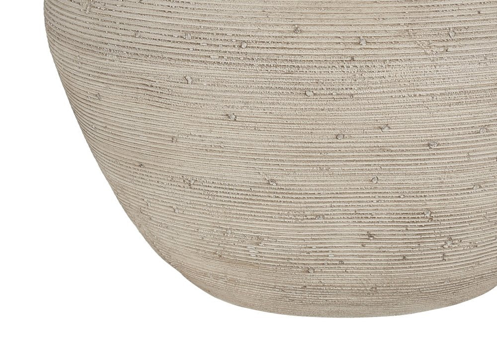 25" Cream Concrete Round Table Lamp With Beige Drum Shade HomeRoots