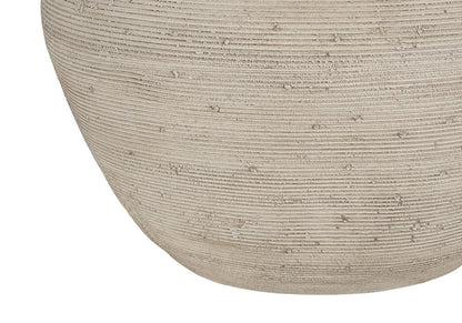 25" Cream Concrete Round Table Lamp With Beige Drum Shade HomeRoots