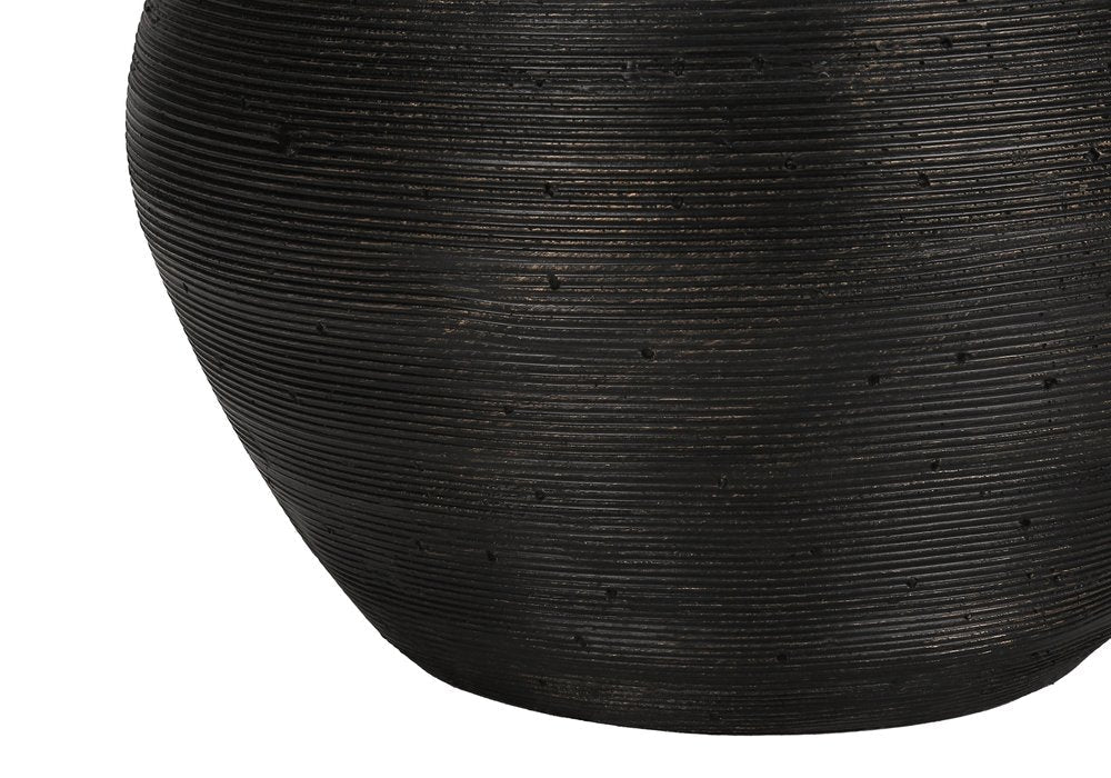 25" Black and Gold Concrete Round Table Lamp With Ivory Drum Shade — view 4