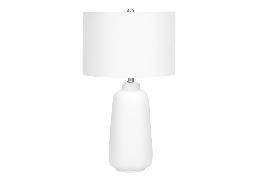 26" Cream Ceramic Cylinder Table Lamp With Cream Drum Shade HomeRoots