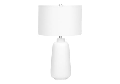 26" Cream Ceramic Cylinder Table Lamp With Cream Drum Shade HomeRoots
