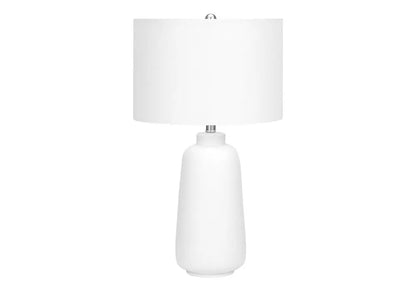 26" Cream Ceramic Cylinder Table Lamp With Cream Drum Shade HomeRoots