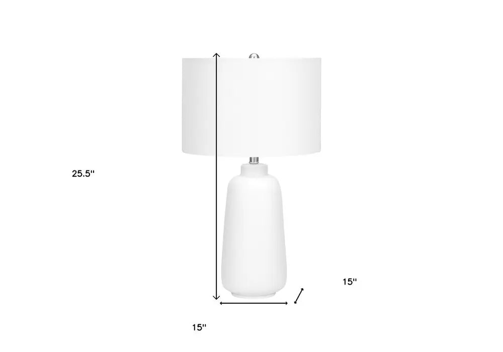 26" Cream Ceramic Cylinder Table Lamp With Cream Drum Shade HomeRoots