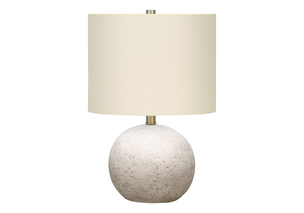 20" Gray Concrete Round Table Lamp With Ivory Drum Shade — view 9