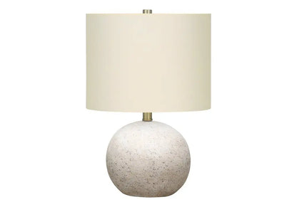 20" Gray Concrete Round Table Lamp With Ivory Drum Shade HomeRoots