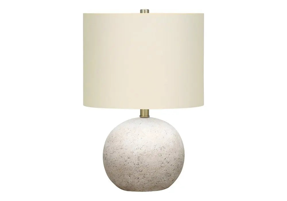 20" Gray Concrete Round Table Lamp With Ivory Drum Shade HomeRoots