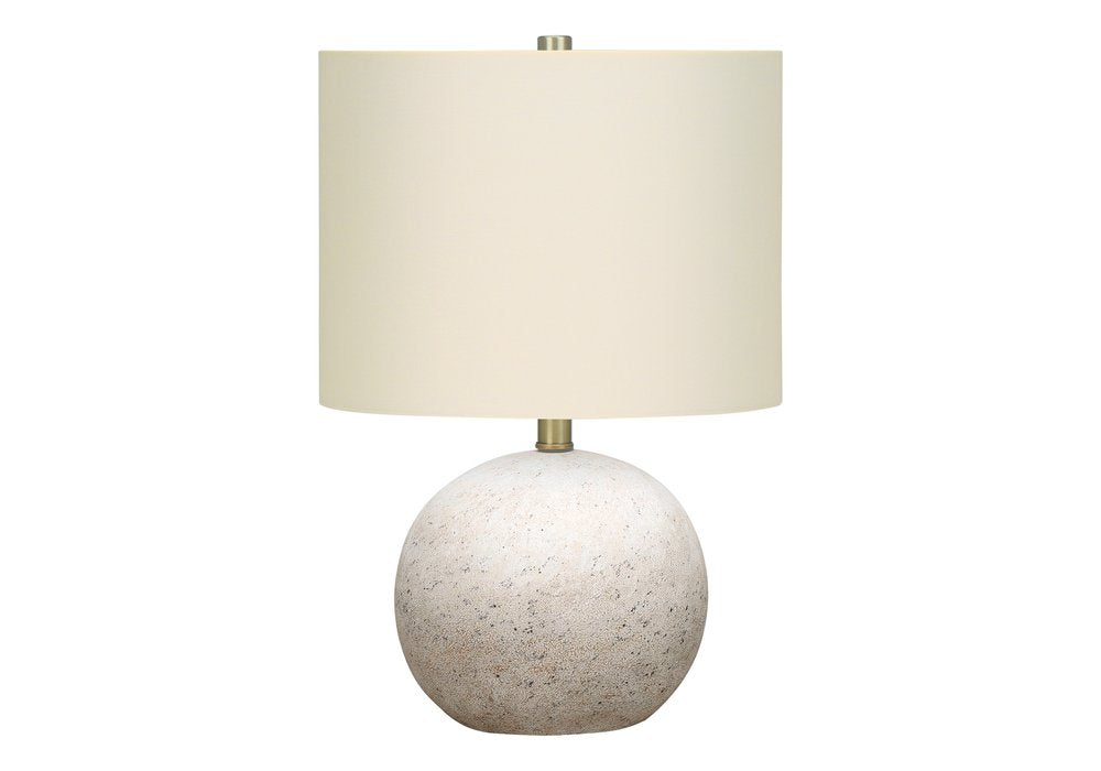 20" Gray Concrete Round Table Lamp With Ivory Drum Shade HomeRoots