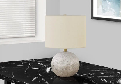 20" Gray Concrete Round Table Lamp With Ivory Drum Shade HomeRoots