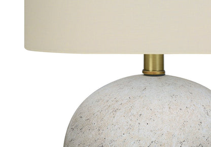 20" Gray Concrete Round Table Lamp With Ivory Drum Shade HomeRoots