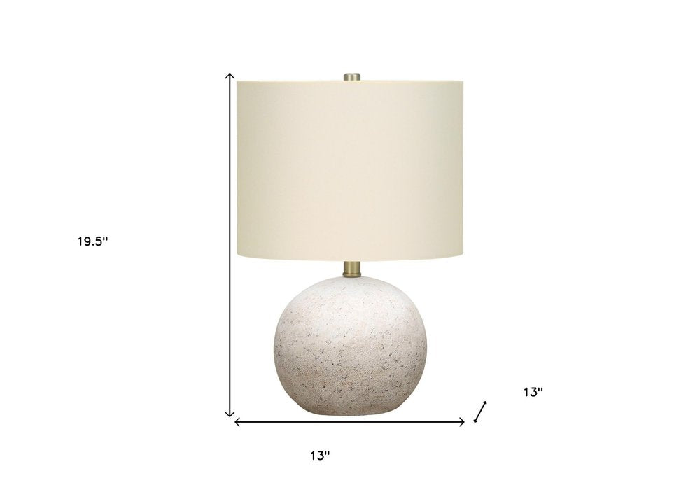 20" Gray Concrete Round Table Lamp With Ivory Drum Shade — view 7
