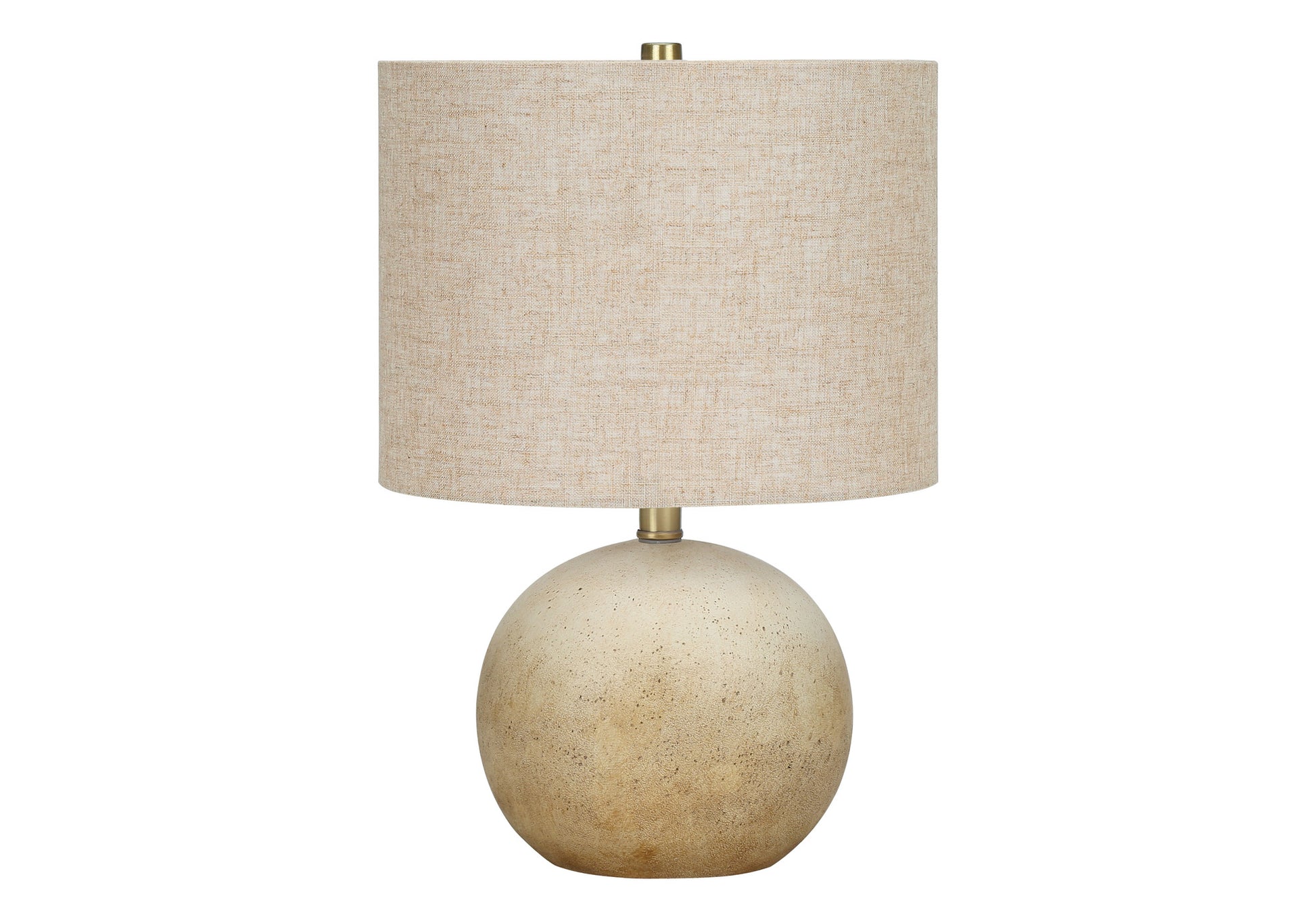 20" Beige Concrete Round Table Lamp With Beige Drum Shade - FurniFindUSA