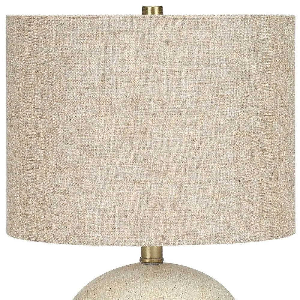 20" Beige Concrete Round Table Lamp With Beige Drum Shade HomeRoots