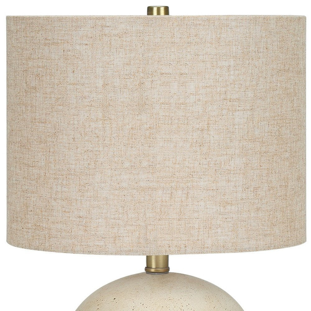 20" Beige Concrete Round Table Lamp With Beige Drum Shade — view 8