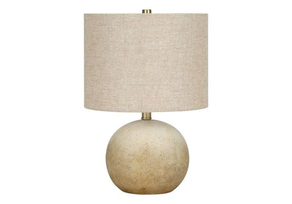 20" Beige Concrete Round Table Lamp With Beige Drum Shade HomeRoots