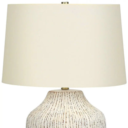 26" Cream Ceramic Round Table Lamp With Cream Empire Shade HomeRoots
