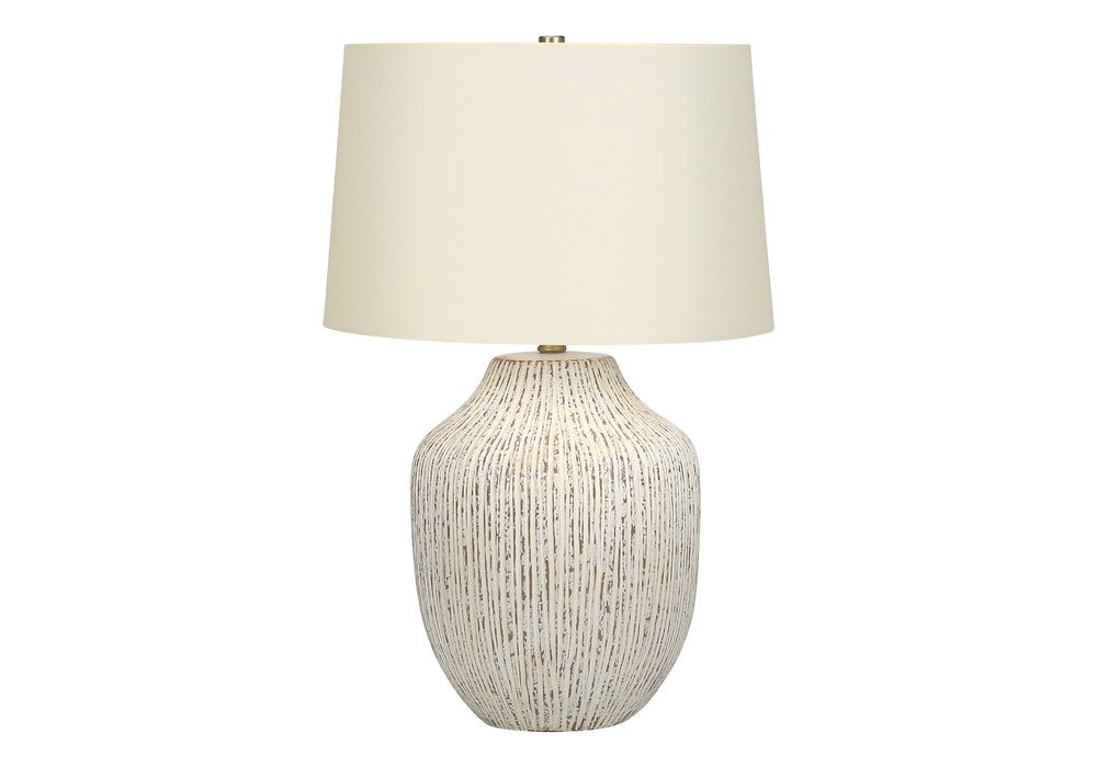 26" Cream Ceramic Round Table Lamp With Cream Empire Shade — view 1