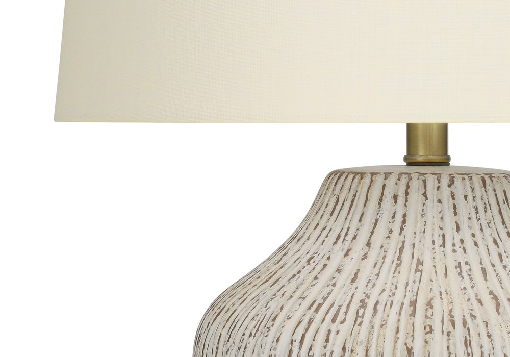 26" Cream Ceramic Round Table Lamp With Cream Empire Shade HomeRoots