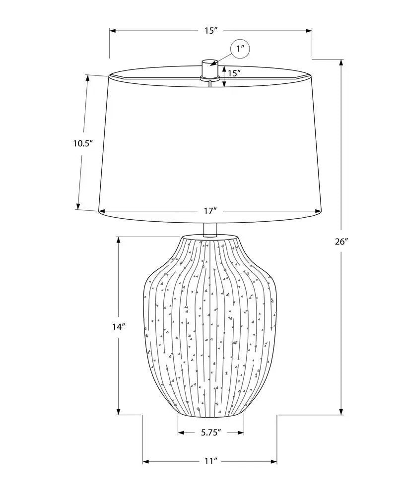 26" Cream Ceramic Round Table Lamp With Cream Empire Shade HomeRoots