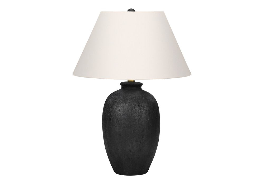 24" Black Ceramic Round Table Lamp With Ivory Empire Shade — view 8