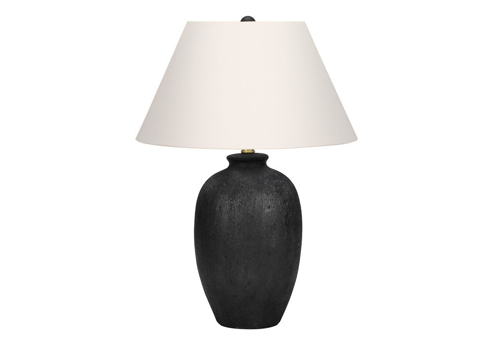 24" Black Ceramic Round Table Lamp With Ivory Empire Shade — view 1