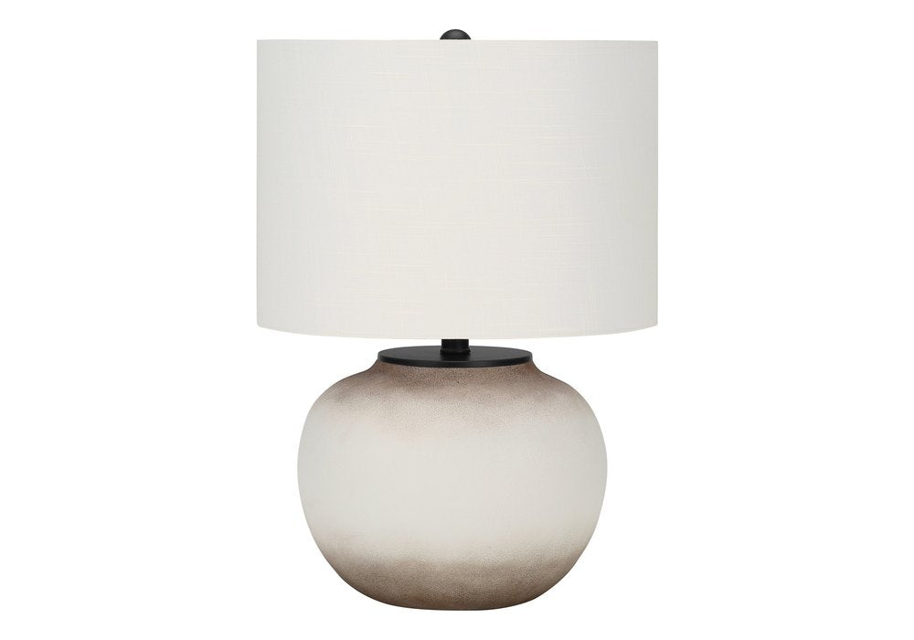21" Cream Ceramic Round Table Lamp With Cream Drum Shade HomeRoots