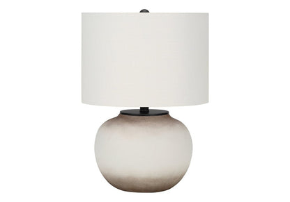 21" Cream Ceramic Round Table Lamp With Cream Drum Shade HomeRoots